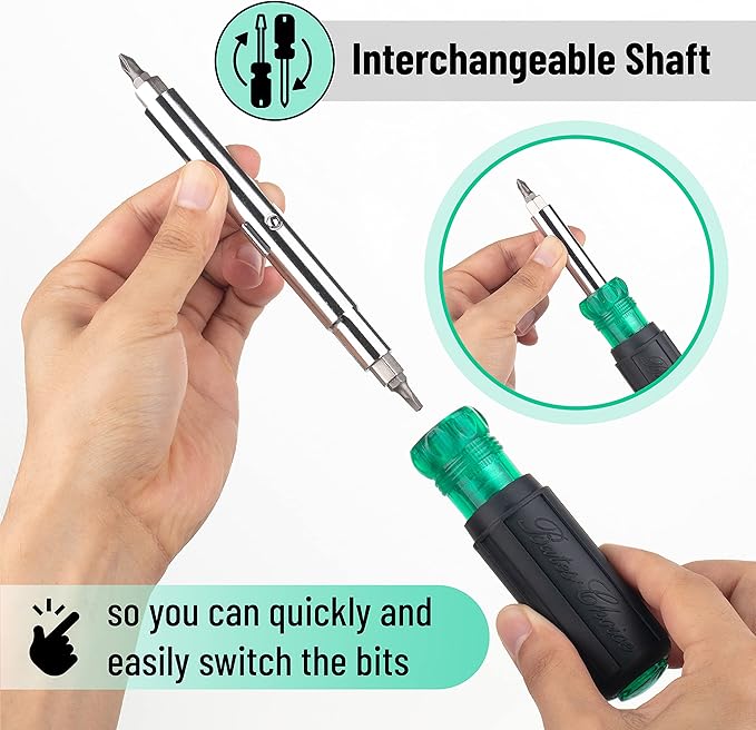 Bates 11-in-1 Multi-Bit Screwdriver/Nut Driver, All in One Multitool