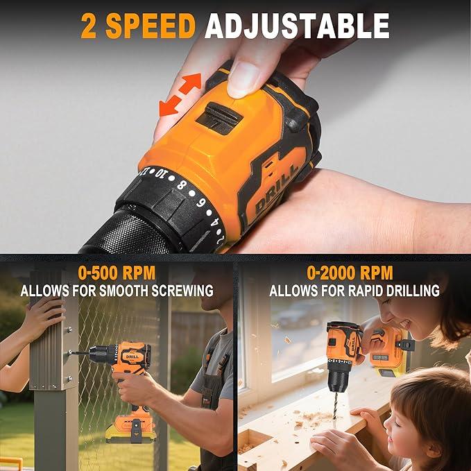 Cordless Impact Driver and Drill Combo Kit (Tool Only) Compatible with Dewalt 20V Max Battery, Up to 2300 In-lbs Brushless1/4" Impact Driver and 620 In-lbs 3/8" Power Drill with Tool Bag, LED Light