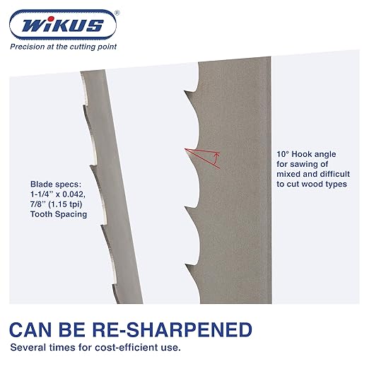 Bandsaw Blade 144'' x 1 1/4'' – Portable Precision Band Saw Blades for Woodworking, Sawmill & Wood Cutting - 10° Durable Saw Blade, 1.15 TPI, 0.042'' Thick - 5 Pack - Made in Germany – GENERO by WIKUS