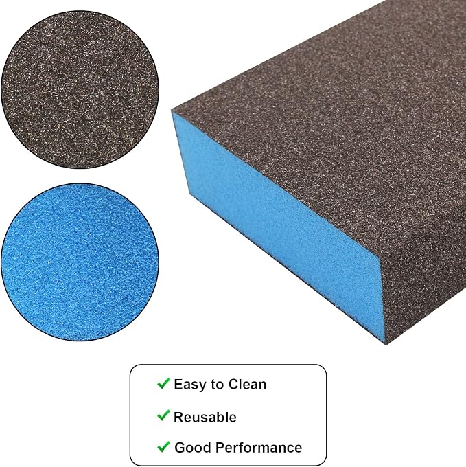 12Pcs Fine Sanding Sponge 120 Grit, Wet Dry Sanding Block Sanding Sponge Metal Sandpaper Blocks for Drywall Wood Plastic Metal Furniture