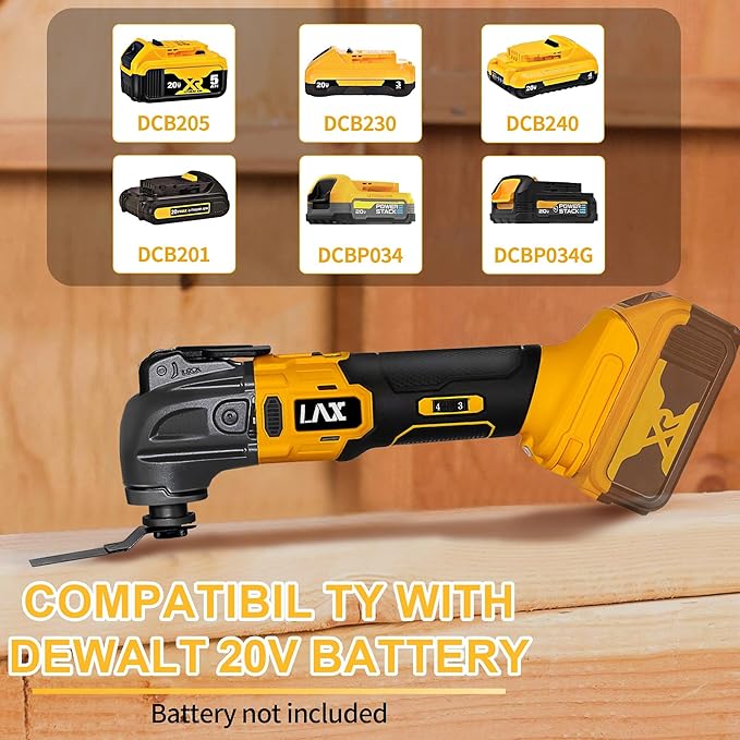 Oscillating Multi Tools for Dewalt 20V Battery, Multi-Use Cutting and Sanding Tool, 4째Oscillation Angle, 6 Variable Speeds, Quick-fit Blade Design with 22pcs Accessories for Cutting, Sanding, Scraping