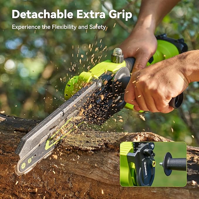 Mini Chainsaw Cordless, 8 Inch & 6 Inch Electric Chainsaw Battery Powered, 1000W Brushless Handheld Power Chain Saw with 2 Batteries, Tree Saw for Branch Trimming Wood Cutting, Gift for Men Women