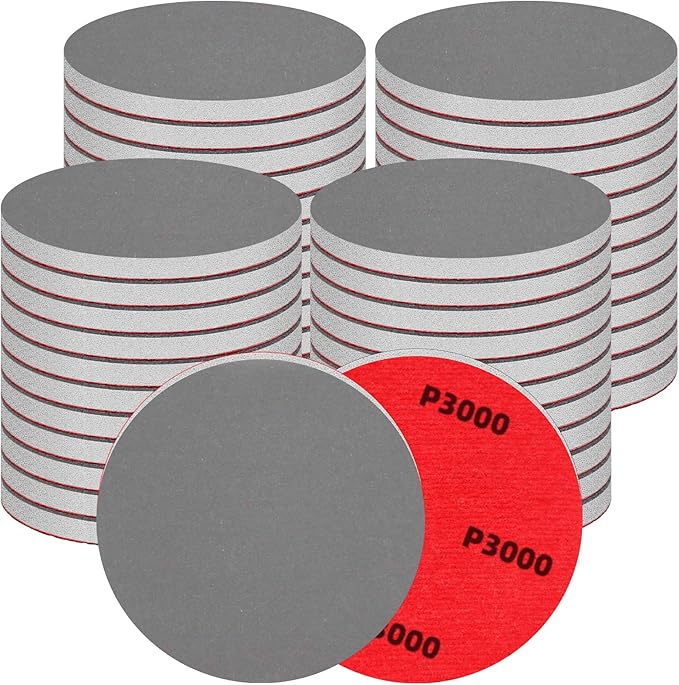 48 Pcs 3 inch Round Sanding Sponge 3000 Grit Sandpaper Assortment, Washable & Reusable Foam Sanding Pads for Wood, Metal, Hook and Loop Sanding Discs