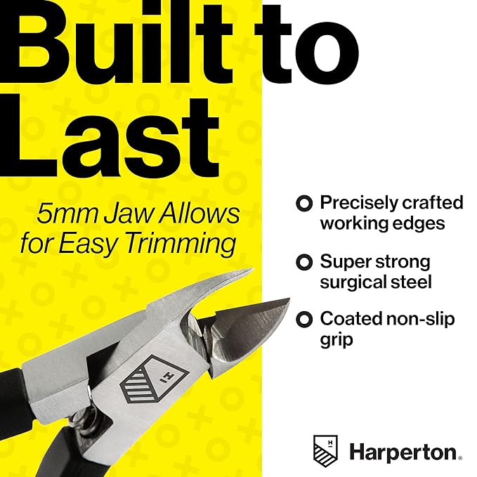 Harperton Cuticle Trimmer - Full Jaw Nipper and Trimmer, Non-Slip Cuticle Nipper Stainless Steel Cutter Fingernails and Toenails