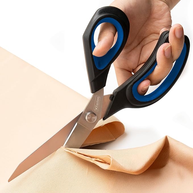 XFasten Sewing Scissors for Fabric Cutting Blue 9.5 Inch Professional Fabric Scissors Sewing | Heavy duty and Large