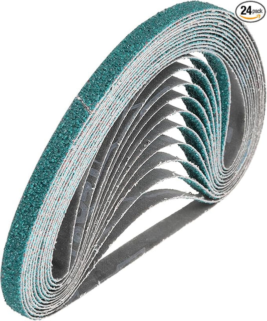 HARFINGTON 1/2 x 24 Inch Sanding Belts, 24 Pcs 24 Grit Zirconia Abrasive Belt Sander File Belt for Woodworking, Metal Polishing, Knife Sharpener