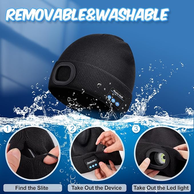 Gifts for Men Bluetooth Beanie Hat, Stocking Stuffers for Adults, Mens Gifts for Christmas, White Elephant Gift for Adults, Gift for Men Who Want Nothing Cool Gadgets, Bluetooth Hat for Husband Women