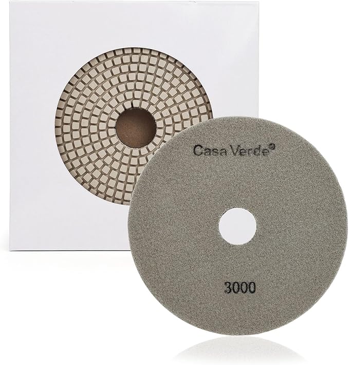 Casaverde 7" Stone Diamond Polishing Pads Grit 3000 for Concrete Marble Quartz Stone Countertop Granite Polish