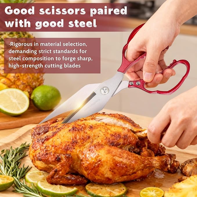 Kitchen Shears & kitchen* scissors All Purpose | kitchen gadgets-Heavy Duty Stainless Steel Meat Poultry Food Scissors, Dishwasher Safe for Home and Kitchen Essentials, Utensils, Gadgets, Accessories