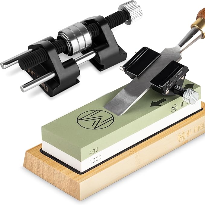 Mt Diablo Chisel Sharpening Kit - Precision Honing Guide for 1/4" to 2" Chisels & 1-3/8" to 3-1/8" Plane Irons, Sharpening Jig With Stainless Steel Rollers, Rust Resistant Cast Aluminum Design