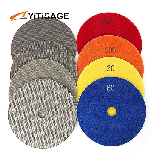 6 Inch Electroplated Diamond Grinding/Polishing Pads Sanding Granite Concrete Glass Metal Stone Grinding Disc(grit 60/120/200/400-4pcs)