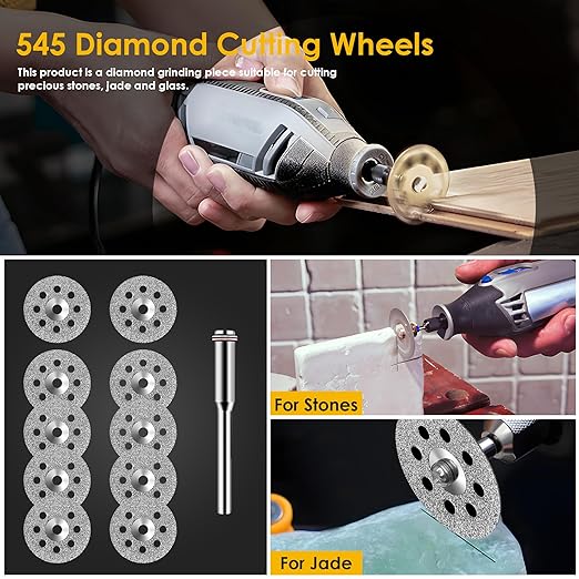 44pcs Cutting Wheel Set Compatible with Plastic for Rotary Tool, HSS Circular Saw Blades 6pcs, Resin Cutting Discs 20pcs, 545 Diamond Cutting Wheels 10psc with 2 Screwdrivers