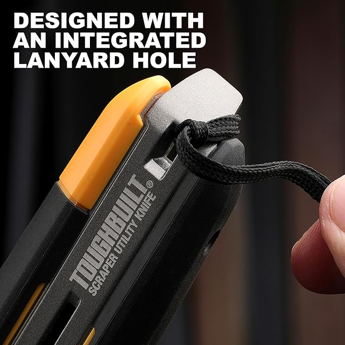 ToughBuilt ??Scraper Utility Knife with 5 Blades, Heavy-Duty Folding Utility Knife with Integrated Scraper Edge, Quick-Change Blade System & All-Metal Construction (TB-H4S5-01)
