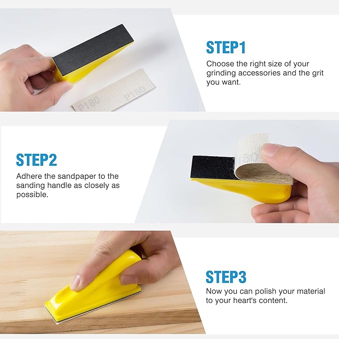 Sanding Block 70 PCS Hand Sander Kit 1 Pack Detail Handle Sanding Tools and Sandpaper 80/120/150/180/220/240/400 Grit for DIY Handicrafts Wood Polishing