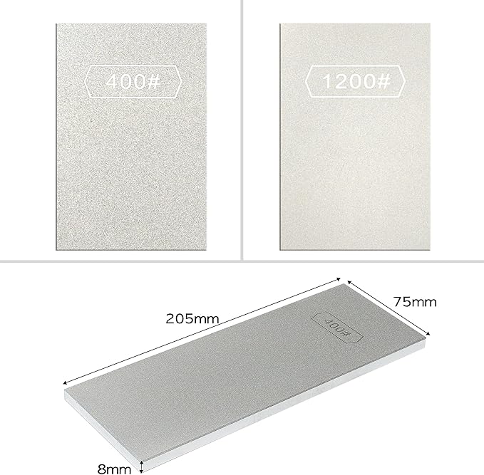 Double-sided Diamond Sharpening Stone Set ??Coarse 400 & Fine 1200 Grit ??Durable & Rust-Proof with Sharpening Stone Holder and Angle Guide(8 x 3 Inch)