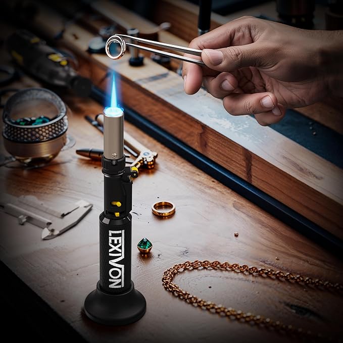 LEXIVON Butane Blow Torch, Refillable Upright Lighter with Adjustable Flame and Pro-Grade Aluminum Tank | Ideal for Soldering and Kitchen Tasks (LX-760)