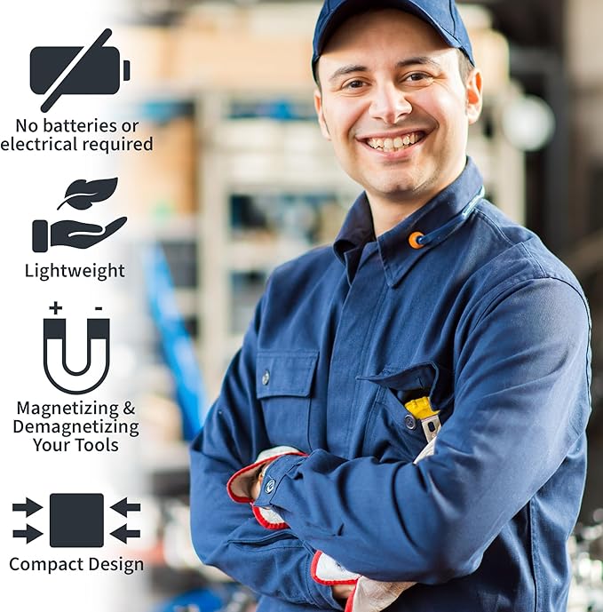 Demagnetizer and Magnetizer for Screwdrivers Tips, Bits, and Small Tools, Large or Big Screws, Drills, Drill Bits, Sockets, Nuts, Bolts, Nails and Precision Construction Tools - Red