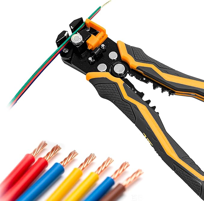 TULEDE Automatic Wire Stripper for 10-24 AWG, 8 Inch 3-in-1 Tool for Stripping, Cutting, and Crimping, Multi-Function Wire Strippers for Industrial and DIY Use