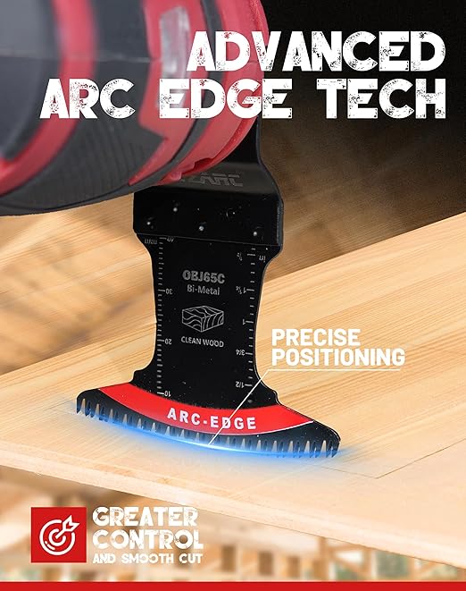 EZARC Bi-Metal Arc Edge Oscillating Tool Blade, 2-9/16" Extra-Wide Japanese Teeth Oscillating Saw Blades for Clean Cuts in Hard Wood & Plastic, Universal Fit Multitool Blades, 3-Pack