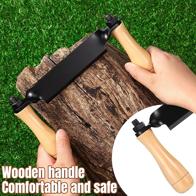 WILLBOND 2 Pcs 10 Inch Draw Shave Knife Set Draw Shave Knife Straight and Curved Woodworking Debarking Hand Tool Wood Razor Shaving Wood Barking Tool for Men(Straight, Curved)