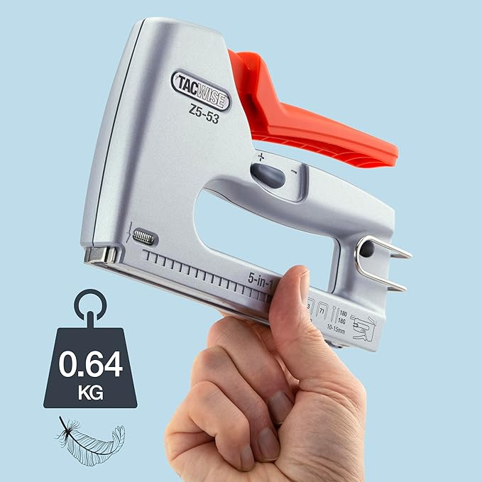Tacwise 1748 Heavy Duty 5-in-1 Metal Staple/Nail Gun, Z5-53 Manual Stapler and Brad Nailer Compatible with Type 71, 13 and 53 (JT21) Staples, with 18G Nails and 180 Series Headless Pins