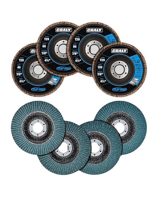 CRALY 4-1/2 Inch Flap Disc, 7/8 in Arbor, 40/60/80/120 Grit, T29 Premium Zirconia Sanding Disc for Angle Grinder, Quality Abrasive Grinding Wheel for Stainless Steel, Metal Sanding & Finishing, 20PC