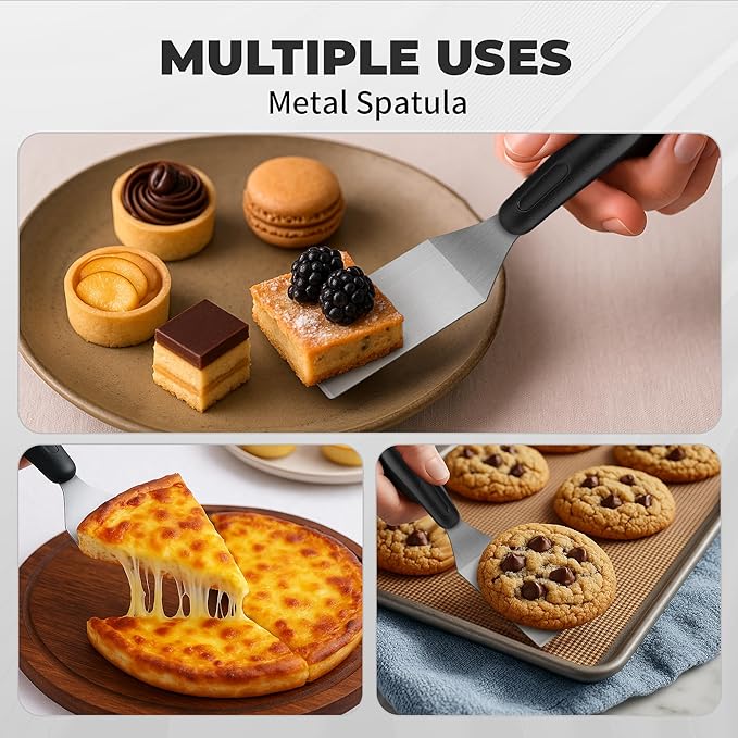 Small Spatula,Stainless Steel Spatula,Metal Spatula for Cooking with Heat Resistant Handle,Metal Spatulas for kitchen use for Pancakes?갟asagna?갃rownies?갅ake and Cookie