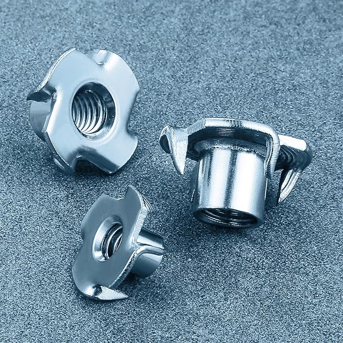 T-Nuts 1/4 * 20 (100 pcs), zinc Plated Steel, for Wood, Climbing Holds and cabinets