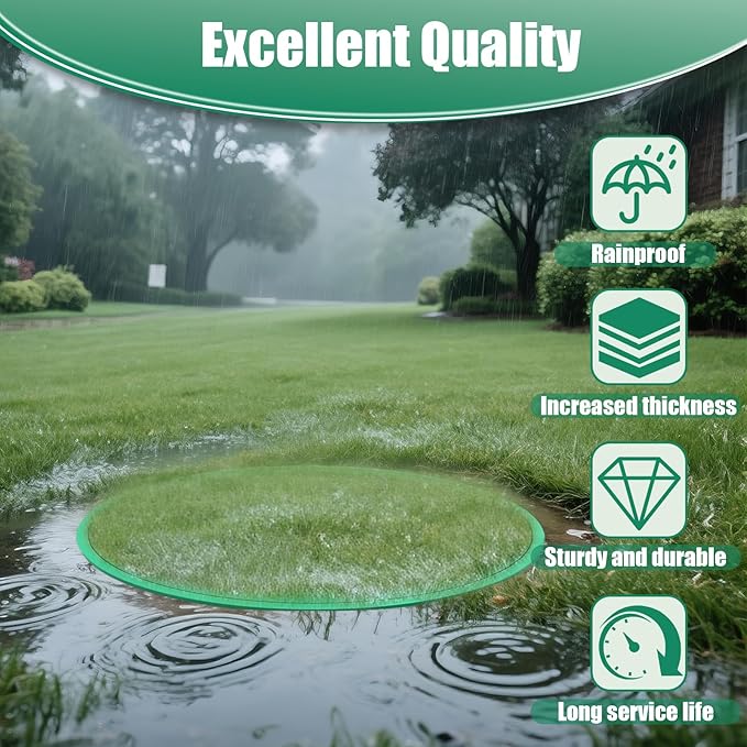 23.6 inch Round Composite Resin Invisible Manhole Cover, Hidden Sewage Manhole Cover and Frame, Recessed Drain Cover for Park/Lawn/Greenery