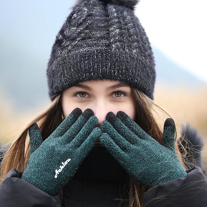 Achiou Winter Gloves, Glove for Men Women, Upgraded Touch Screen Texting Warm Running with Thermal Soft Knit Lining