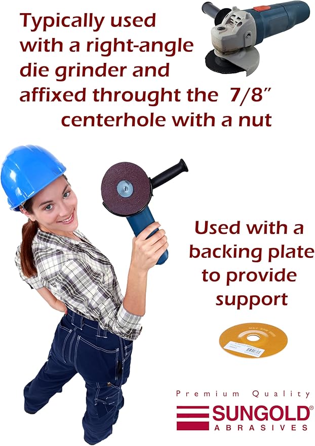 Sungold Abrasives 16907 4-1/2-Inch x 7/8-Inch Center Hole 100 Grit Aluminum Oxide Fiber Disc, 25-Pack