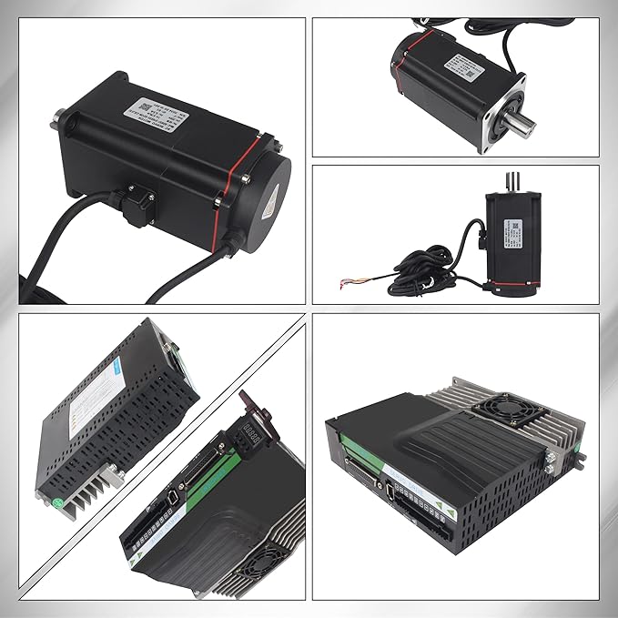with Brake 1000W AC Servo Motor Kit, CNC 220V 5.5A 3000rpm L3000 17-bit Encoder RS485 Servo Motor Driver Controller Kit for CNC Engraver Milling Machine/Robot
