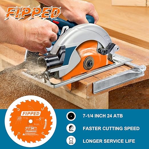 3 Pack 7-1/4 Inch 24 ATB Teeth Framing Circular Saw Blades for Wood Cutting with 5/8'' Arbor, Replacement for Diablo D0724A Framing Saw Blade, with TCT for Longer Life and Faster Cutting Speed