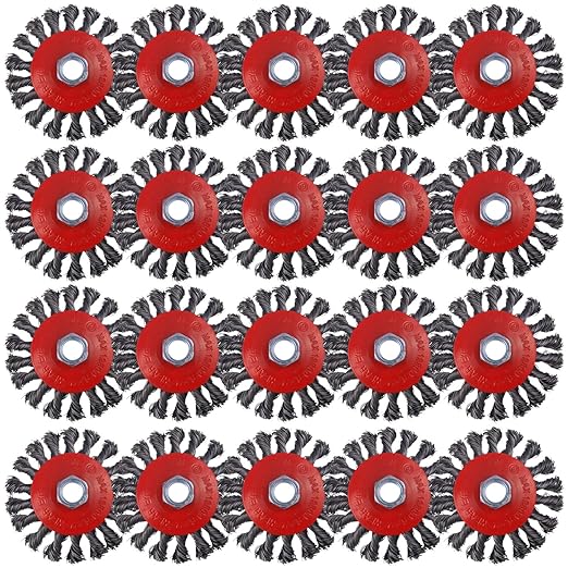 20 Pack 4 Inch Wire Wheels for Angle Grinder, Wire Brush for 4 1/2 Angle Grinder, Twist Knotted Carbon Steel Wire Wheel with 5/8" Thread Arbor for Removing Rust