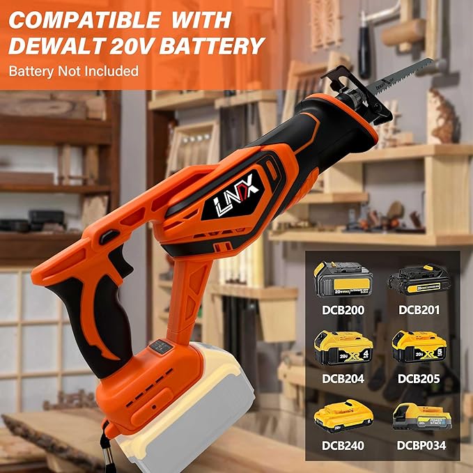 Cordless Reciprocating Saw for DEWALT 20V MAX Battery, Brushless Electric Recip Saw with 4 Blades, 0-2800 SPM Variable Speed, Tool-Free Blade Change, for Wood/PVC/Metal Cutting