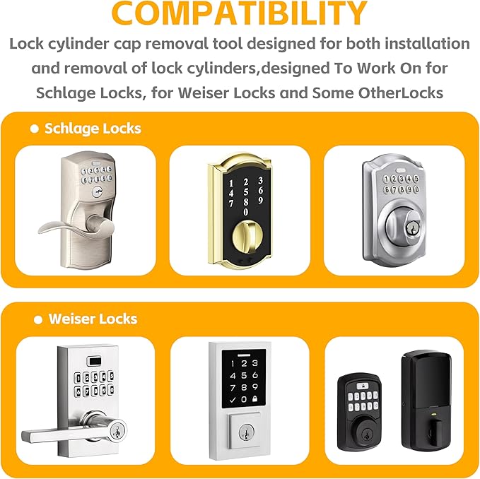 Lock Monkey Hollow Stainless Steel Lock Cylinder Cap Removal Tool for Maintenance Of Locks and Lock Rekeying, Maintenance, Installation竊똃isassembly