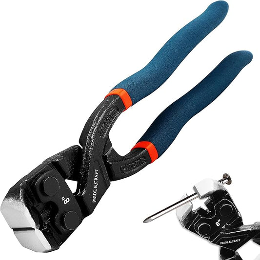 PRIDE&CRAFT 8 inches Nail Puller Heavy Duty Carpenters Pliers Tool with CR-V steel Construction, Nail Remover, End Cutting Pliers, Staple Puller for Woodworking, Framing, and Home Repair