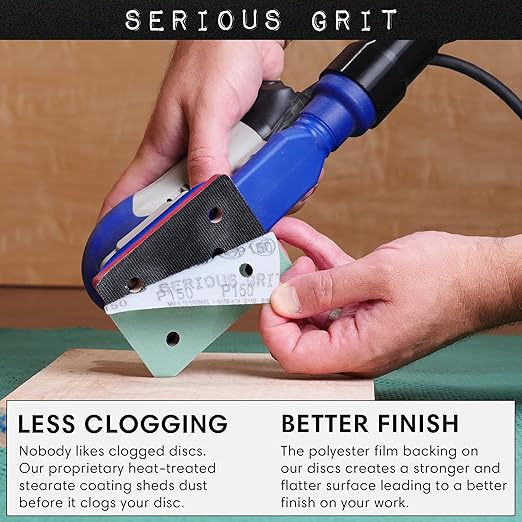 Serious Grit - 3" x 4" 6-Hole 120 Grit Sanding Sheets - Fits Surfprep, Uneeda Ekasand, Mirka DEOS 343 - Heavy-Duty Hook & Loop Film Abrasive Pads - Sandpaper for 3x4 Sheet Sanders - 50 Pack Box