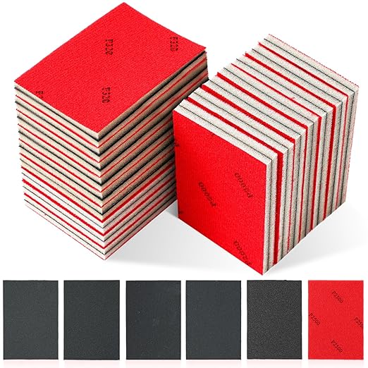 60 Pcs 320-2500 Grit Sanding Sponge, Ultra Fine Sanding Sponges Pads, Soft Foam Shine Block Wet Dry Polish Pads, Ultra Fine Grit Sandpaper for Model Drywall Metal Wood Furniture Polishing