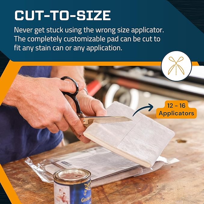 M훮KRS Stain Pad, Cut-to-Size Staining Pads, 3-Pack, Lint, Snag, Streak-Free Applicator, Micro Brush Material, Wood Stains and Oil Based Finishes, Easy to Use with Consistent Application