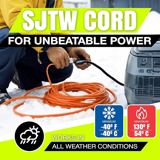 3ft Outdoor/Indoor Extension Cord 16/3 Gauge Heavy Duty 3 Prong SJTW, Waterproof, Flexible Cold-Resistant Long Power Cord,13A 125V 1625W, Orange by LifeSupplyUSA