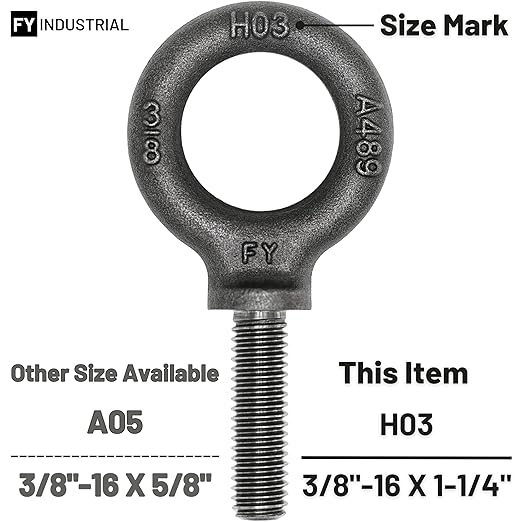 Box of 10 Pcs Lifting Shoulder Eye Bolts 3/8"-16 X 1-1/4"