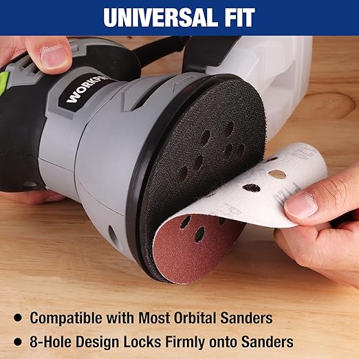 WORKPRO 170-piece Sanding Discs Set - 5-Inch 8-Hole Sandpaper 11 Grades Include 40,60,80,100,120,150,180,240,320,400,600 Grits for Random Orbital Sander(Not for Oscillating Tools or Mouse Sander)