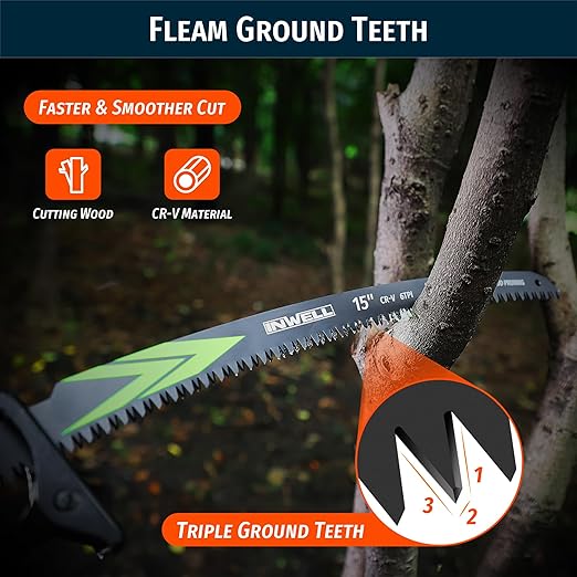 15 Inch Japanese Teeth Reciprocating Saw Blades, Ultra-Fast Arc Edge Blades for Wood Pruning and Tree Cutting, 6TPI Reciprocating Saws Compatible with Most Tools