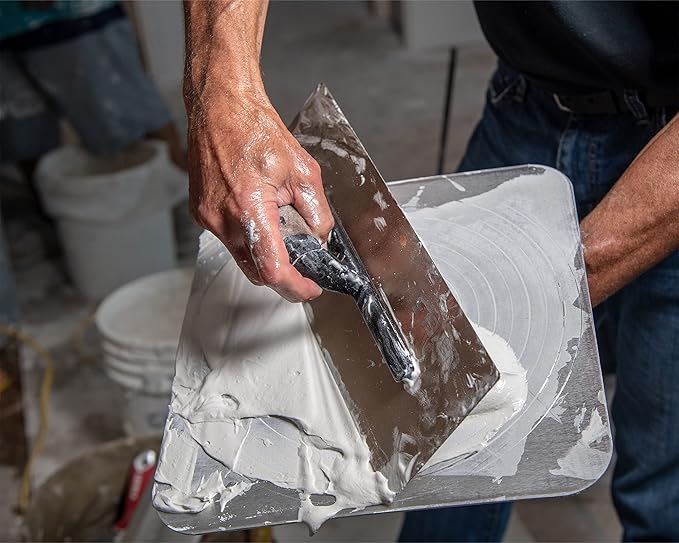 LEVEL5 12" x 4.75" Flex Drywall Curved Trowel, 0.5MM Blade | Triple-Hardened Stainless Steel, High-Impact Handle | Sheetrock Gyprock Wall-Board Plasterboard | 4-988