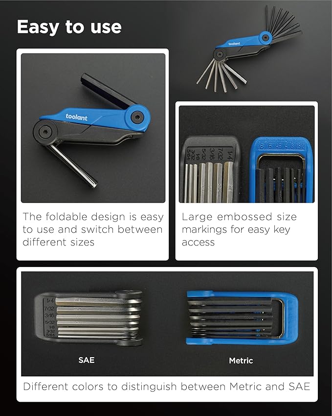 Kraftek toolant 14PCS Folding Allen Wrenches Sets(Metric and SAE), Metric Allen Key Set 2mm- 6mm, SAE Hex Key Set 5/64?? 1/4", Folding Hex Keys for Home Repair and Bikes(EDC),gift for men