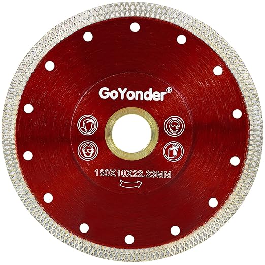 GoYonder Super Thin 7" Grinder Blades Tile Blade, Diamond Saw Blade for Cutting Porcelain Tiles Granite, 180mm Tile Cutting Blade for Angle Grinder (7inch-Red)