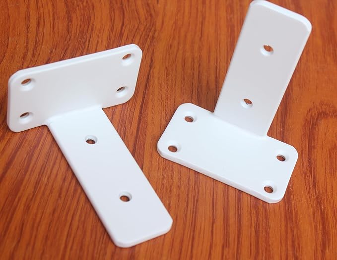6 Pack - 4 inch White Hidden L Shelf Bracket (1/5 Inch Thicked) Iron Floating Shelf Brackets Rustic Industrial Metal Brackets for Shelf Support