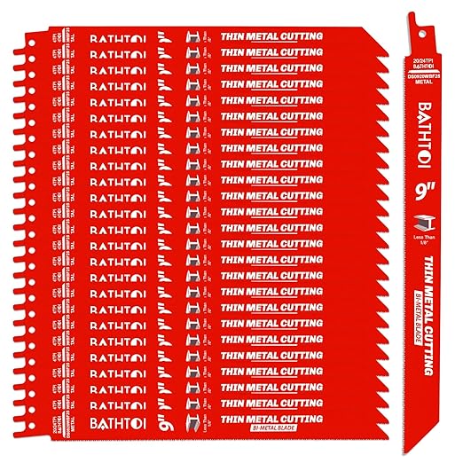 25 Pack 9 Inch 20/24 Tpi Reciprocating Saw Blades for Thin Metal and Extreme Metal Cutting, Bi-Metal Sawzall Blades with 8% Cobalt for Longer Life and Faster Cutting Speed