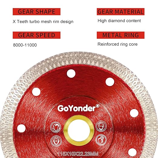 GoYonder 4.5 Inch Super Thin Diamond Saw Blade for Cutting Porcelain Tiles,Granite Marble Ceramics